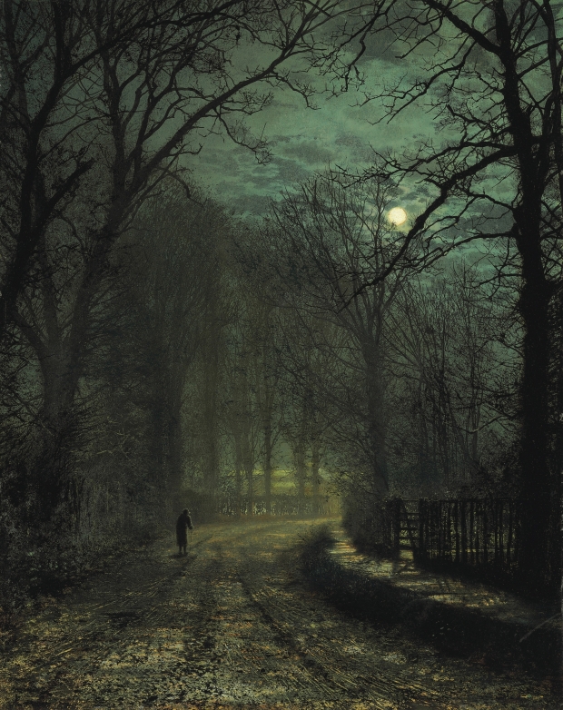John-Atkinson-Grimshaw-Paintings-A-Yorkshire-Lane-in-November-1873